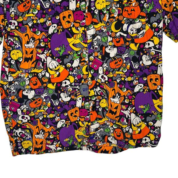 Disney Halloween Button Down Shirt Small Mickey Minnie Donald Daisy Goofy - Picture 5 of 9